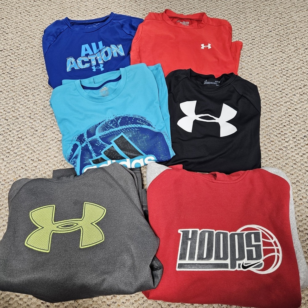 Lot of 6 - Boys Size XL - Shirts and Sweatshirts - Nike, Adidas, Under Armour